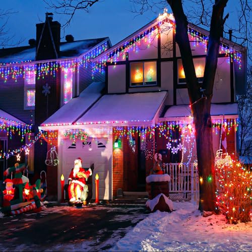 Christmas Icicle Lights - 132ft String for Outdoor Decoration