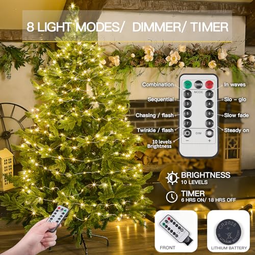 Christmas Fairy Lights with Remote - 66ft, Warm White