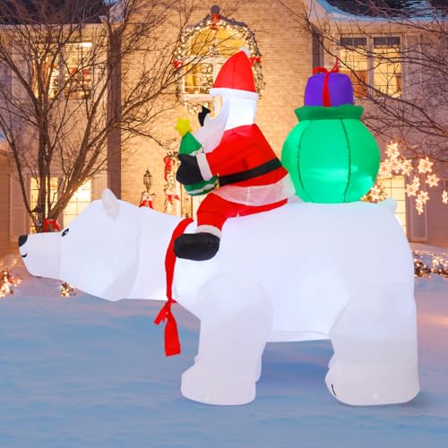 6 FT Christmas Inflatables Santa Riding Bear