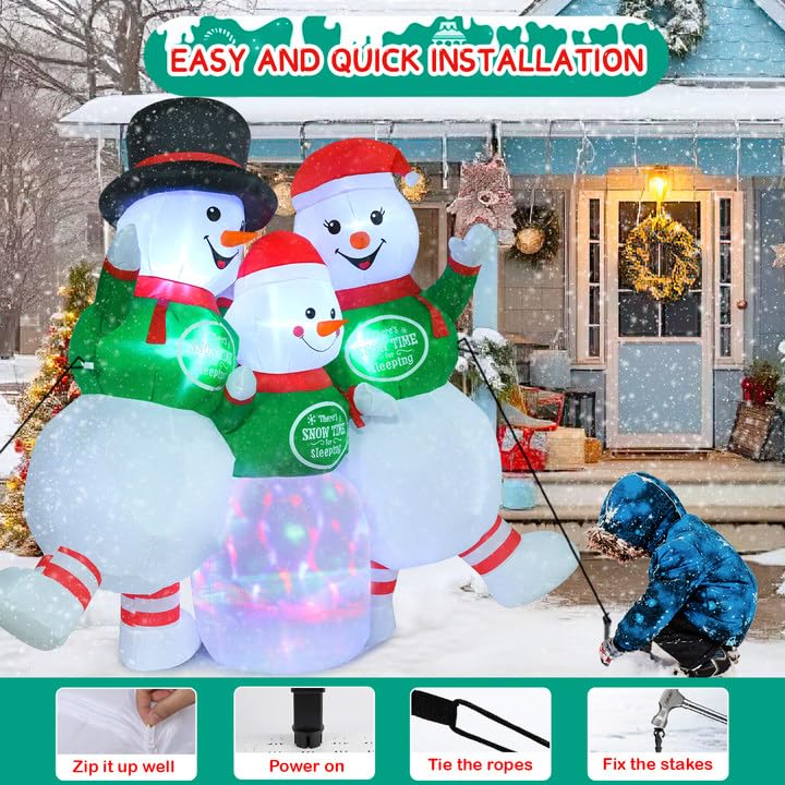 6FT Inflatable Christmas Snowman Family with LED Lights