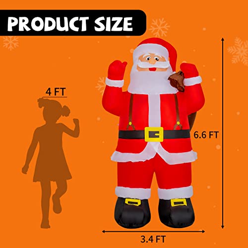 6.6FT Inflatable Santa Claus Decoration with Gift Bag