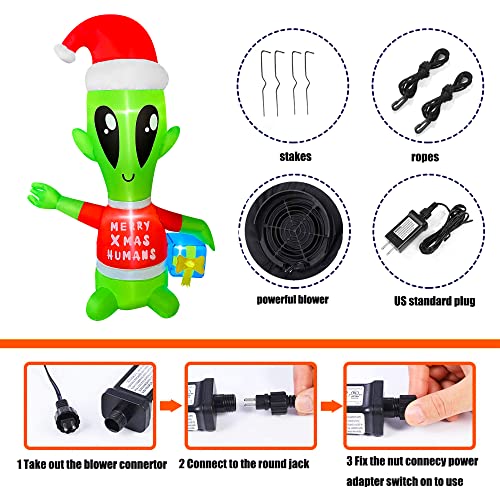 4FT LED Alien Christmas Inflatable - Party Outdoor Decor