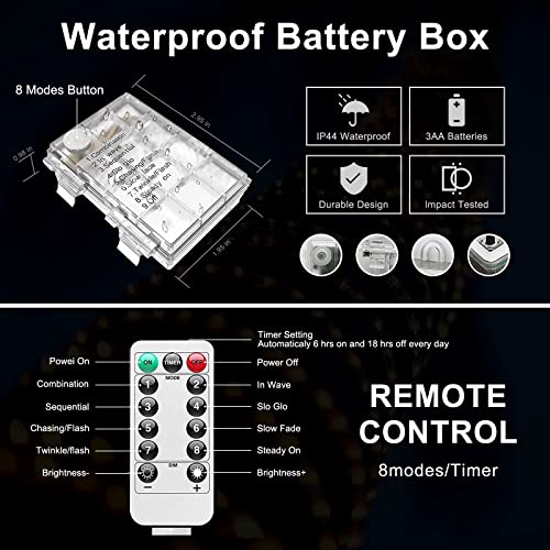 Christmas Rope Lights Outdoor Waterproof, 200LED 66ft