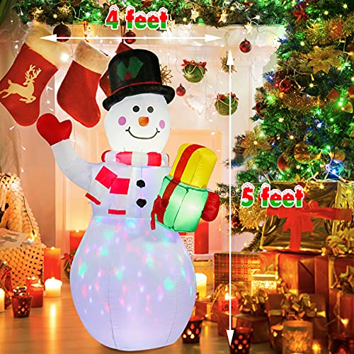 5ft LED Snowman Inflatable: Christmas Outdoor Decorations