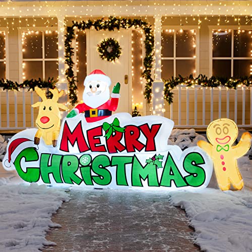 9.5ft Christmas Inflatable Merry Christmas Sign with Santa