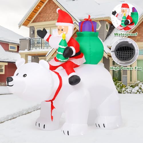 6 FT Christmas Inflatables Santa Riding Bear