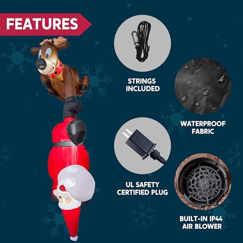 Hanging Reindeer & Climbing Santa Xmas Inflatables - 8ft