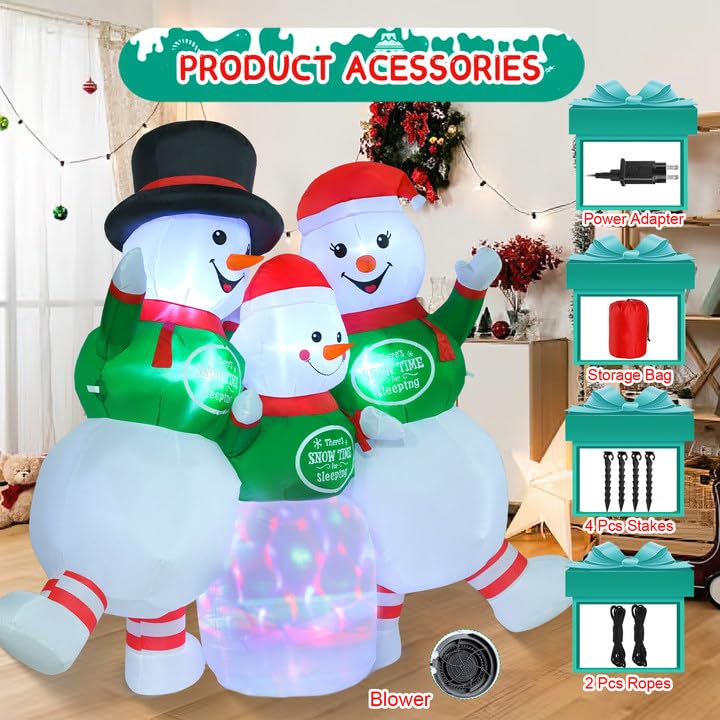 6FT Inflatable Christmas Snowman Family with LED Lights