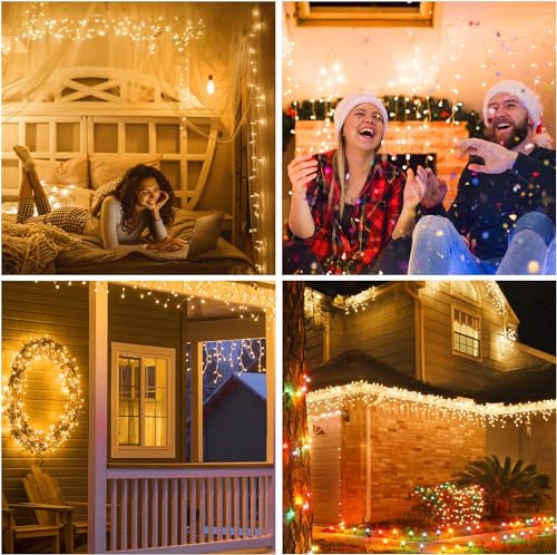 32.8FT 400LED Connectable Icicle Christmas Lights (Warm White)