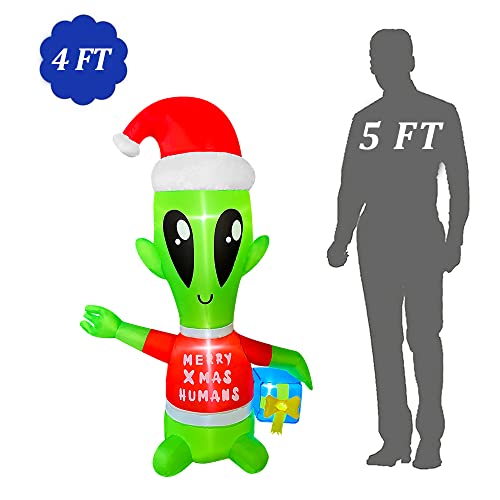 4FT LED Alien Christmas Inflatable - Party Outdoor Decor