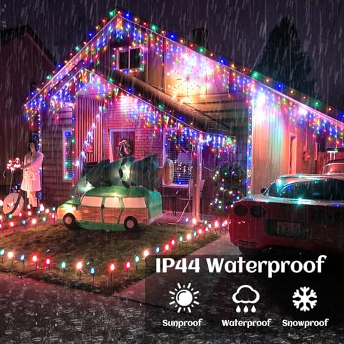 Christmas Icicle Lights - 132ft String for Outdoor Decoration