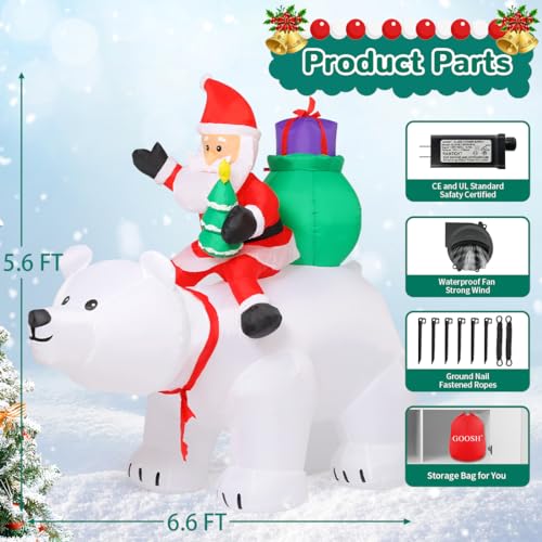 6 FT Christmas Inflatables Santa Riding Bear
