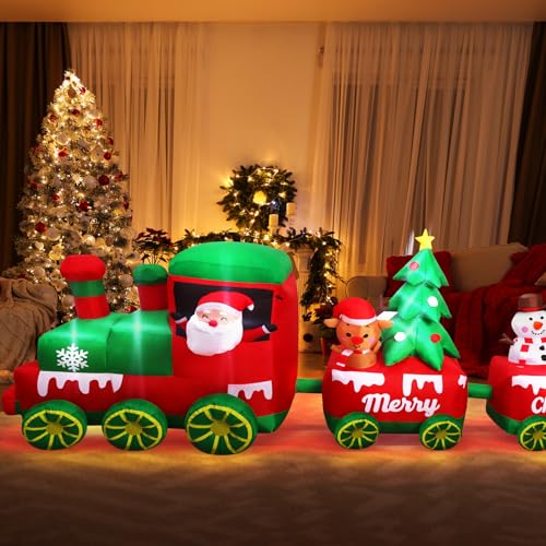 10.7 FT Inflatable Christmas Train with Santa Claus