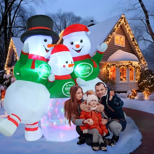 6FT Inflatable Christmas Snowman Family with LED Lights