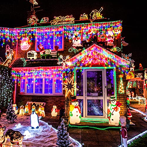 Christmas Icicle Lights - 132ft String for Outdoor Decoration