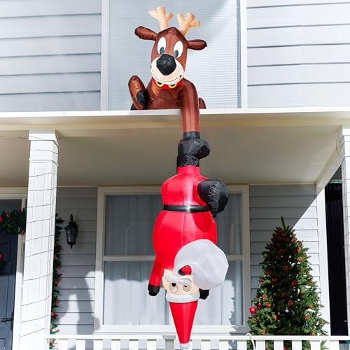 Hanging Reindeer & Climbing Santa Xmas Inflatables - 8ft