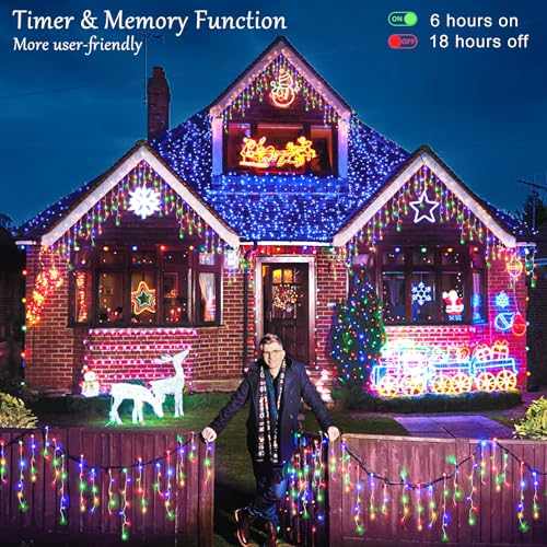 Multicolor Icicle Lights - 33ft Hanging LED String