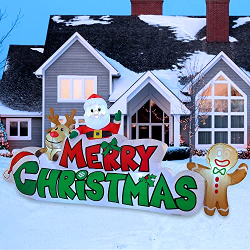 9.5ft Christmas Inflatable Merry Christmas Sign with Santa