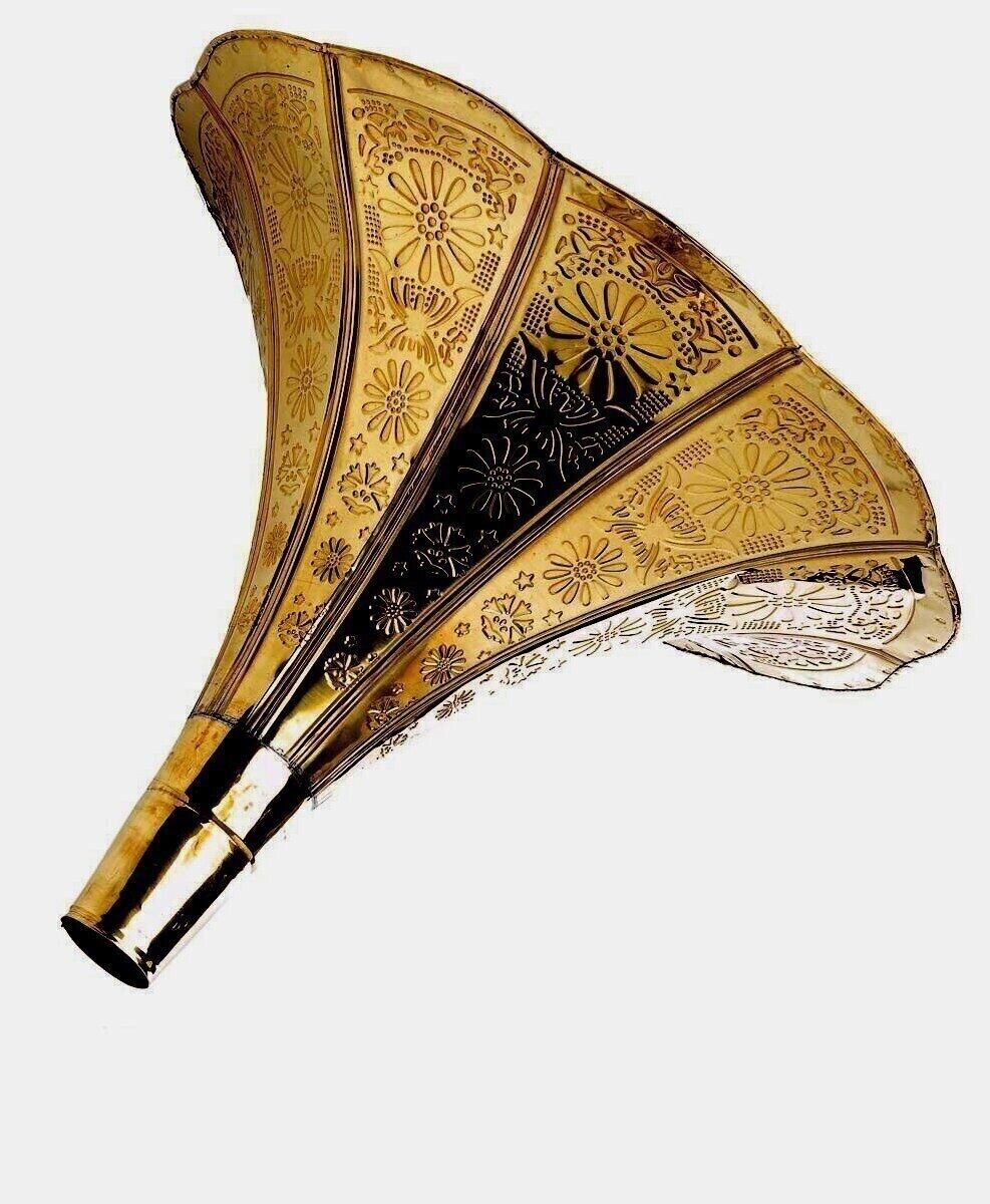 Vintage Brass Horn Gramophone Player - Wind Up