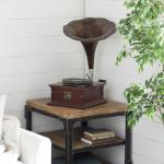 Brown Wood Gramophone with Record Player