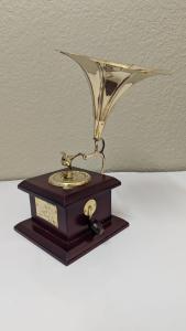 Brass Mini Gramophone Set for Home Decor