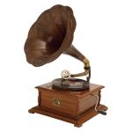 Brown Wood Gramophone with Record Player