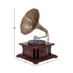 Vintage Brown Wood Gramophone with Record Player