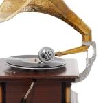 Vintage Brown Wood Gramophone with Record Player