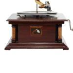 Vintage Brown Wood Gramophone with Record Player