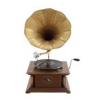 Vintage Brown Wood Gramophone with Record Player