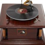 Vintage Brown Wood Gramophone with Record Player