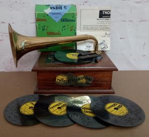 Thorens Antique Swiss Gramophone with 5 Discs