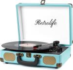 Vintage Bluetooth Suitcase Turntable with Speakers