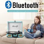 Vintage Bluetooth Suitcase Turntable with Speakers