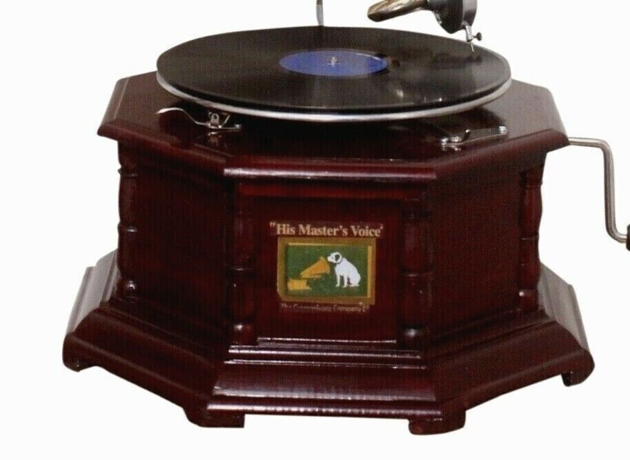 Vintage Brass Horn Hex Gramophone Player