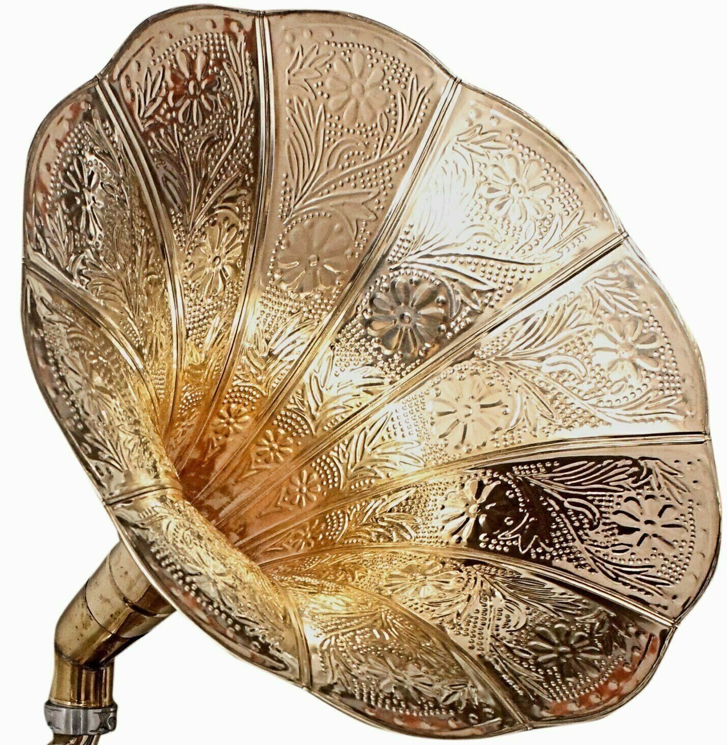 HEX Gramophone Player: Vintage Brass Horn Design