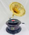Vintage Floral Carved Replica Gramophone Record Player