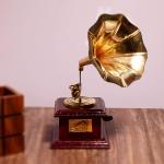 Antique Gramophone Figurine for Home Decor