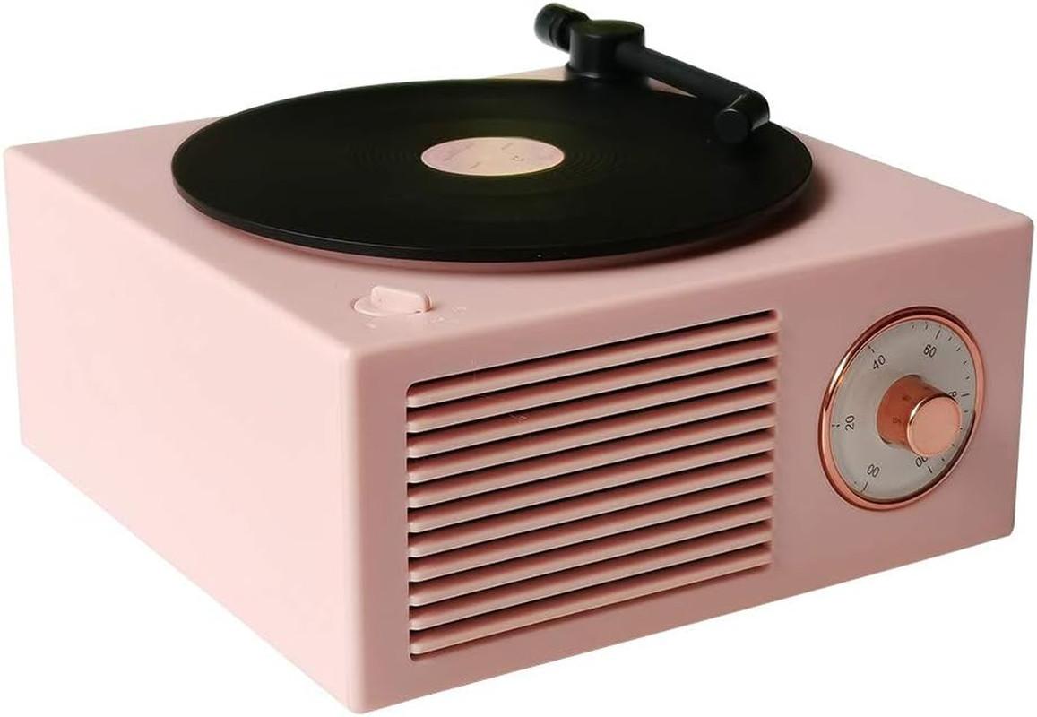 Pink Vintage Bluetooth Gramophone Speaker for Vinyl Lovers