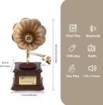 Retro Wooden Record Player with Bluetooth and USB
