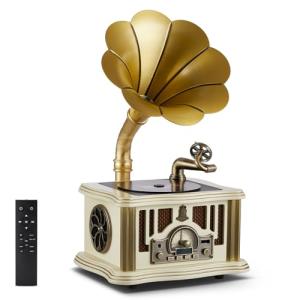 Vintage Bluetooth Gramophone CD Player with Remote