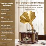 Vintage Bluetooth Gramophone CD Player with Remote