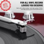 Red Bluetooth USB Vinyl Record Player with Wood Base