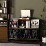Vintage Record Player Table with Adjustable Dividers