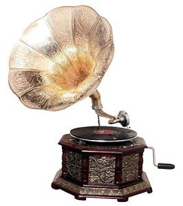 Hexagon Brass Embossed Replica Gramophone Player