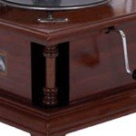 Antique Dark Wood Replica Gramophone with Brass Horn