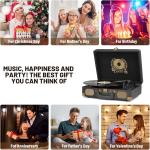 Vintage Portable Bluetooth Turntable with 3 Speeds