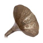 Antique Dark Wood Replica Gramophone with Brass Horn