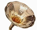 Vintage Square Gramophone Player with Brass Horn