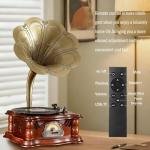 Vintage Wooden Bluetooth Gramophone Record Player
